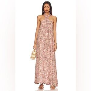Natalie Martin Pink Floral Halter Maxi Dress